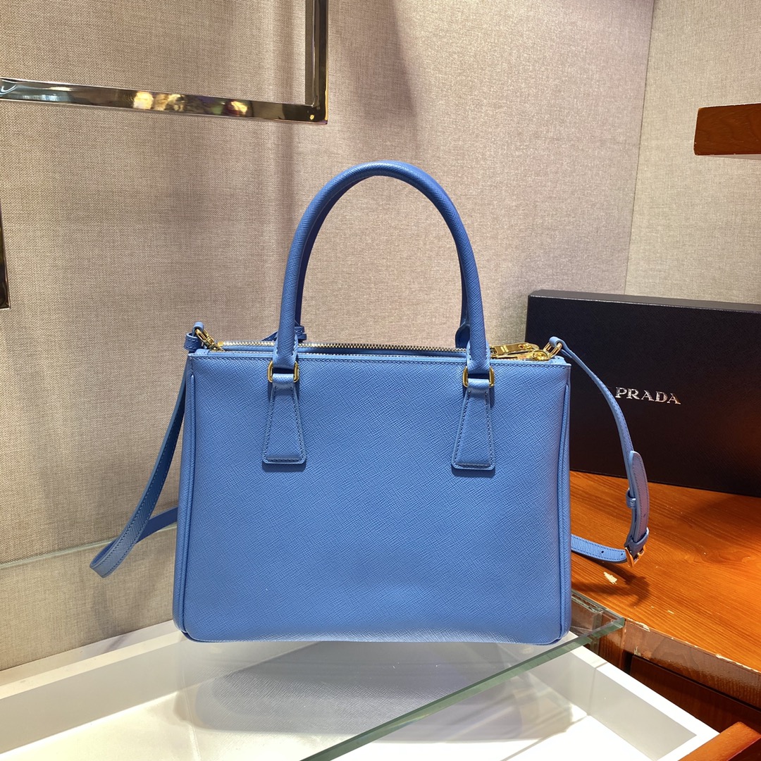 Prada Medium Galleria Saffiano Leather Bag Tote Shoulder Bag Blue 1BA863